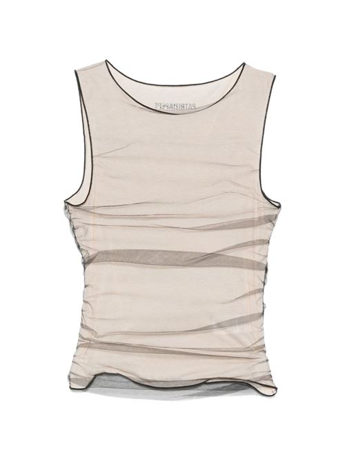 Canotta donna Patrizia Pepe panna e nera doppiata in tulle PATRIZIA PEPE | 8M1776J370J4U3